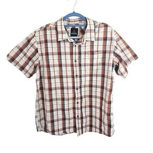 Prana‎ Tamarack Shirt Men's XL Plaid Short Sleeve Button Up Organic Blend